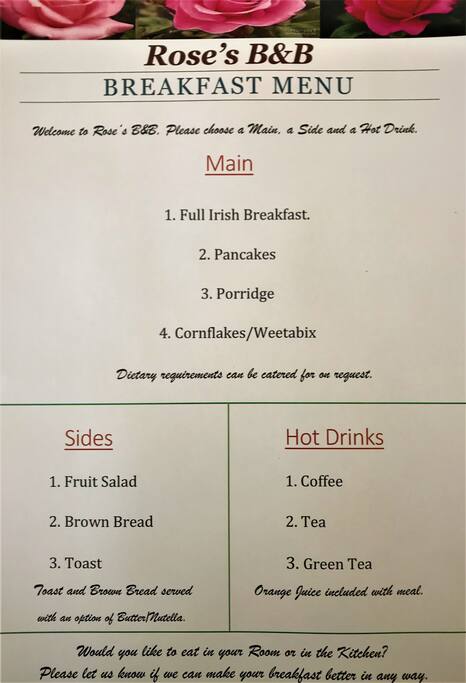 Breakfast Menu.