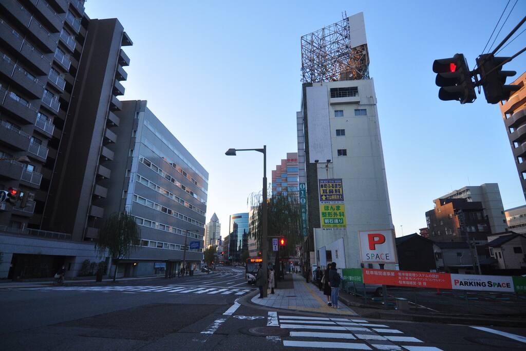 from Niigata Station walk toward to Bandai Bridge, after crossing this blidge, you see the high building on the right side