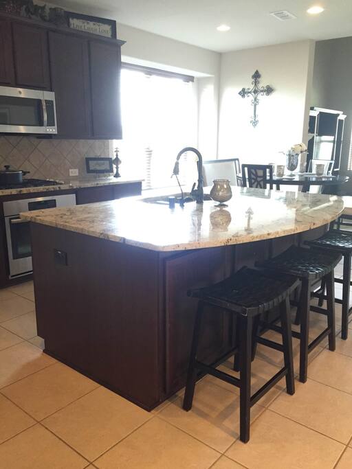 Glimpse of the shared kitchen and eatery.