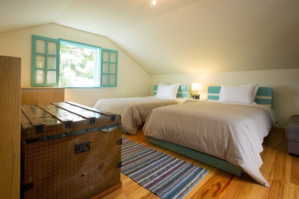 The bedroom with two double beds