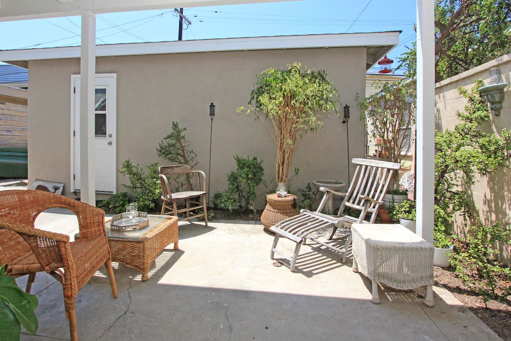 The private back courtyard is a great place to relax and enjoy the sun.