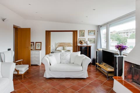 See St. Peter's Basilica from a Terrace in Central Rome