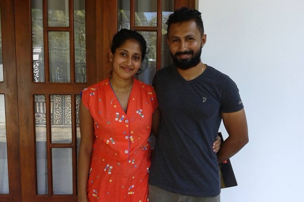meet your hosts, a young Sri Lankan couple, called Tharini (the wife) and Thihara (the husband)