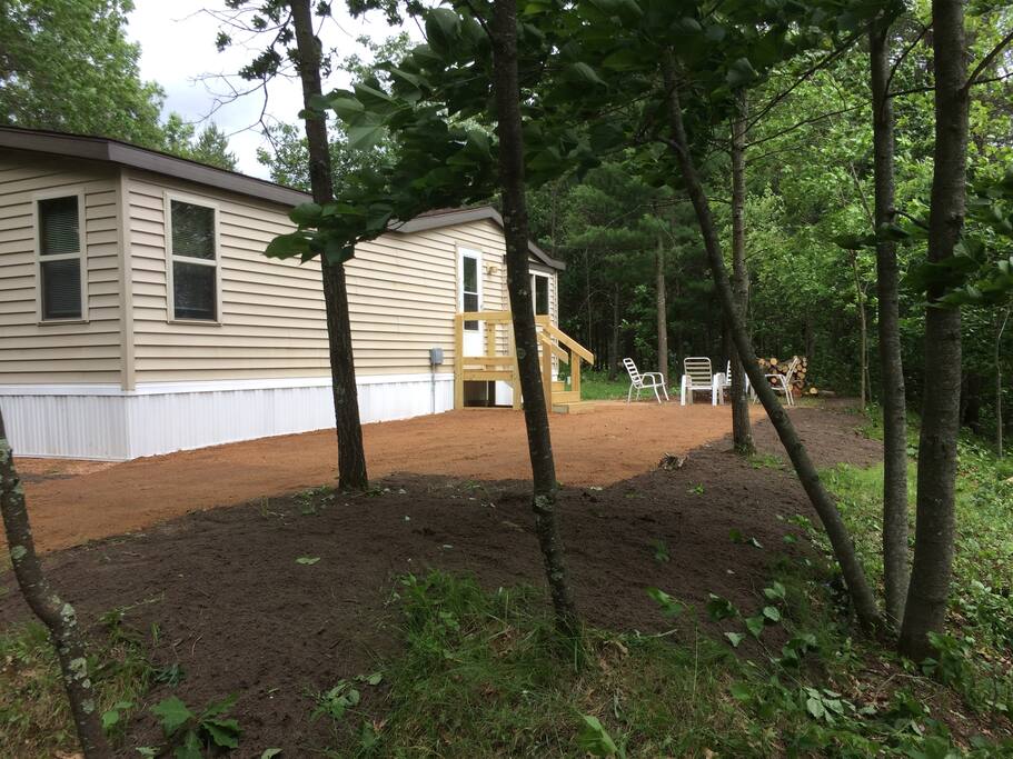 Back view of the house, with back patio area