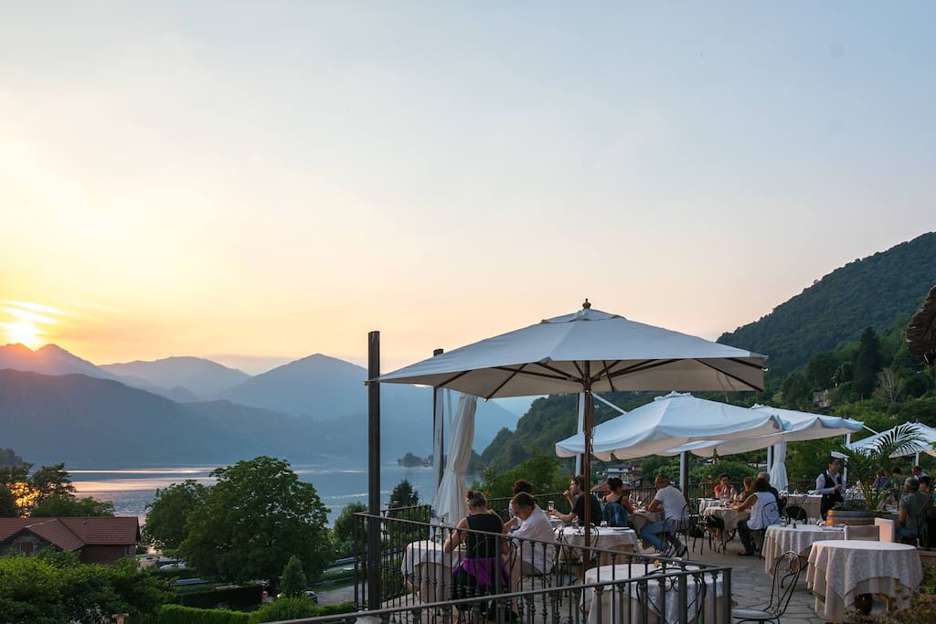 terrace lake view at Ristorante Bocciolo Orta