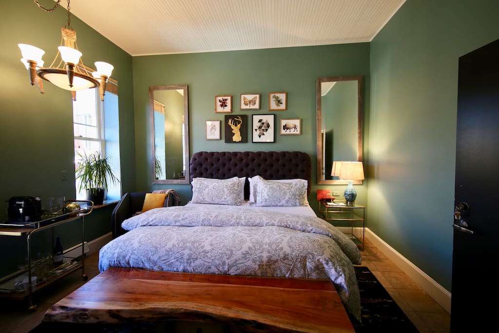 Restoration Hardware and high thread count linens with real down and plenty of comfort. You're going to love this king size bed with a tempur-pedic topper...