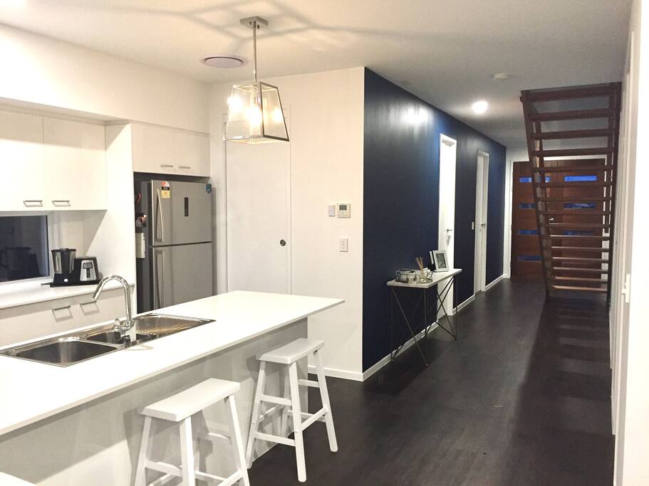 Big kitchen and hallways