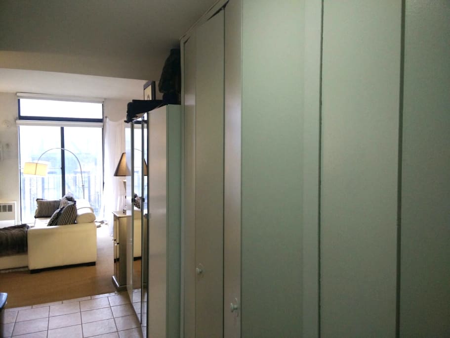 The apartment has lots of closet space