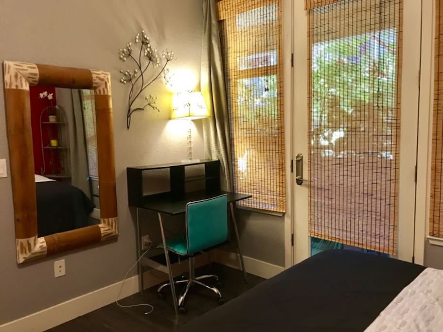 Entry door and desk