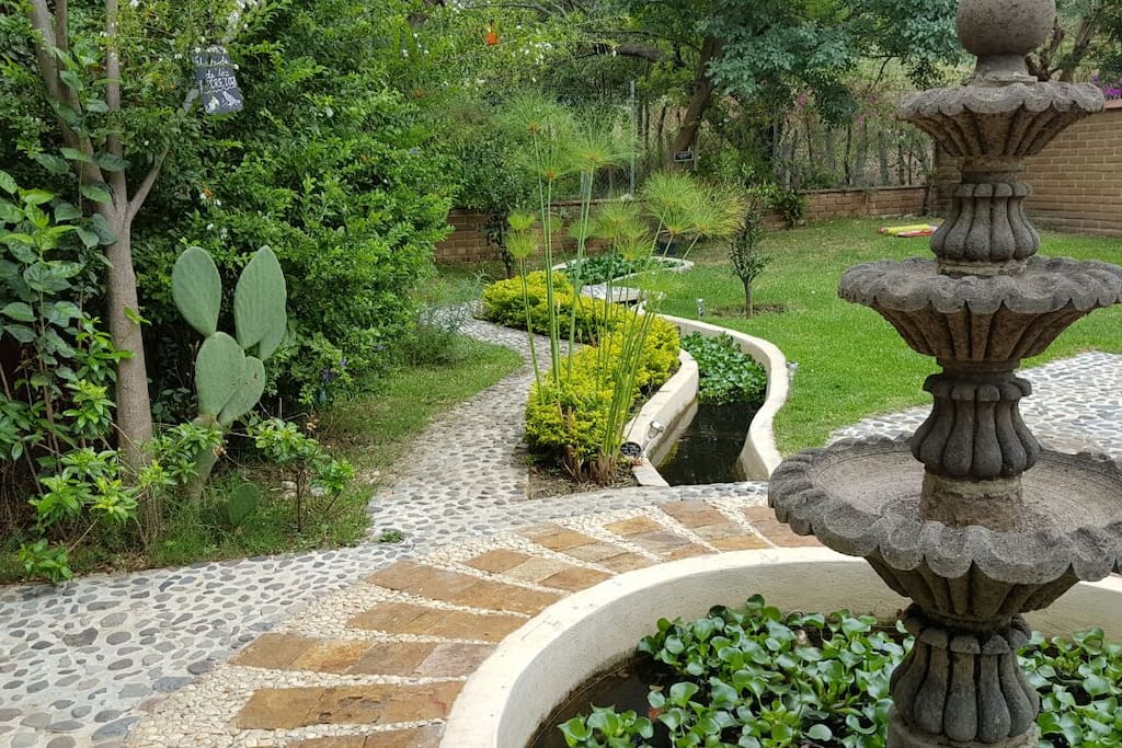 El jardin de los decretos con peces Koi