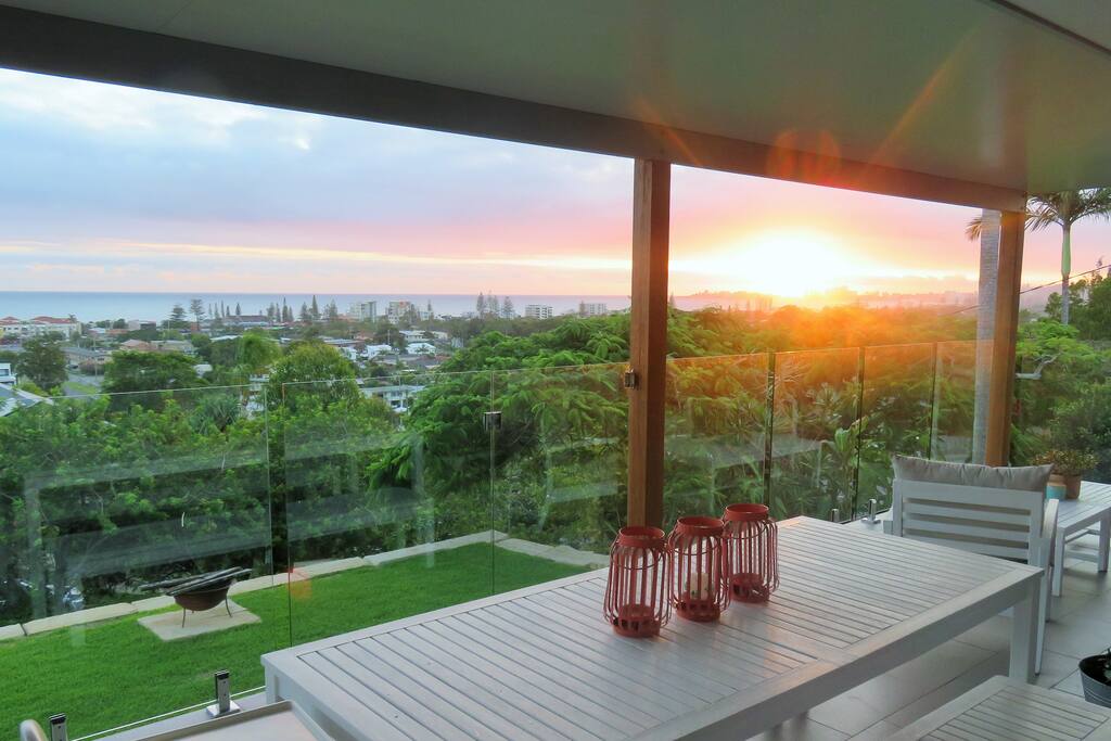 Summer Sunrise - Fire Pit on front lawn