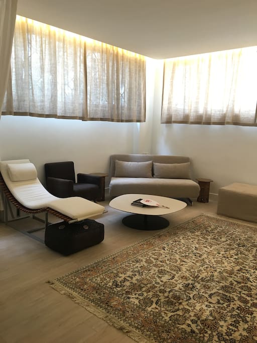 Well designed seating in living/ sleeping area