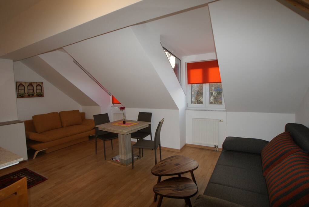 Wohn- und Schlafraum mit 2 Schlafsofas (160 bzw. 140 cm Breite)