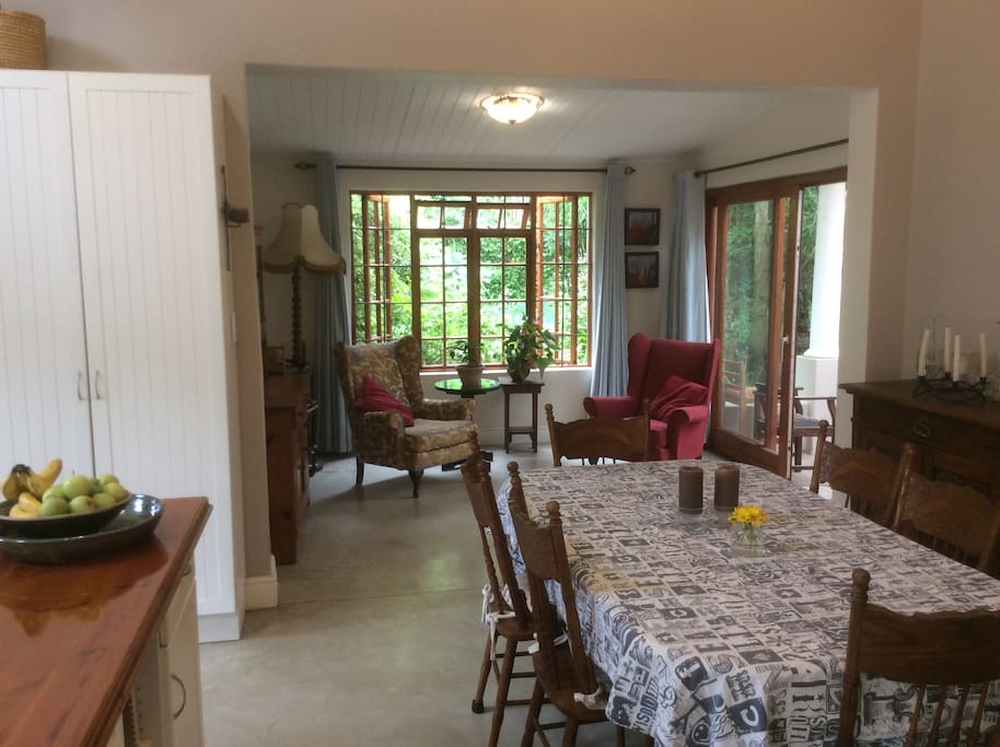 Dining room opening onto sun room