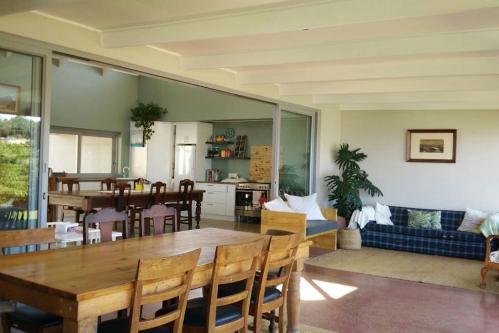 Patio with sea views, just off the kitchen and living area