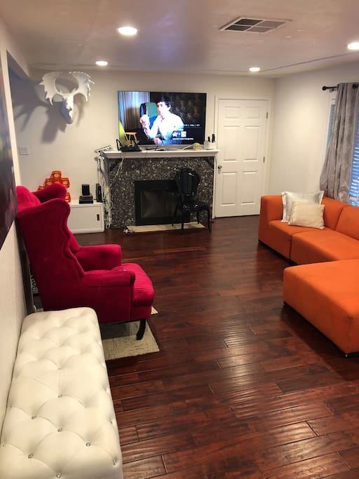 Big Modern Living room with 65" Samsung Smart TV