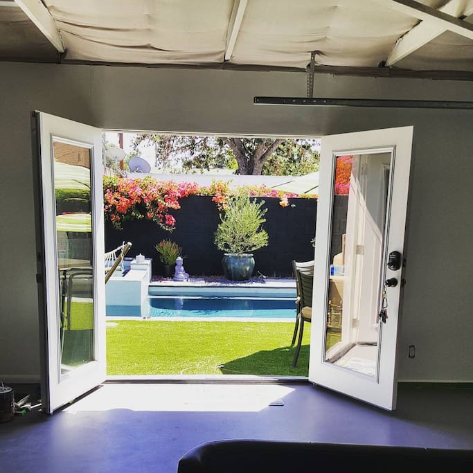 View from inside the guest house.