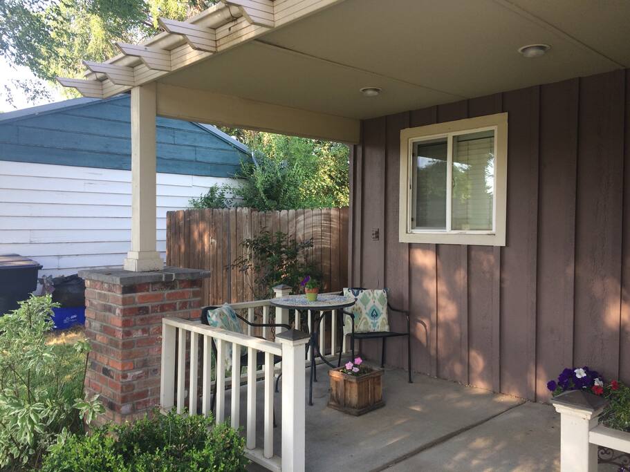 Enjoy your morning coffee on the covered front patio.
