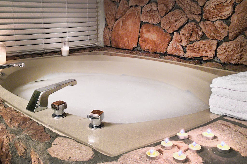 Hot Water, bubbles, jacuzzi, Fresh towels, and a clean robe to lounge in. You know you deserve this.