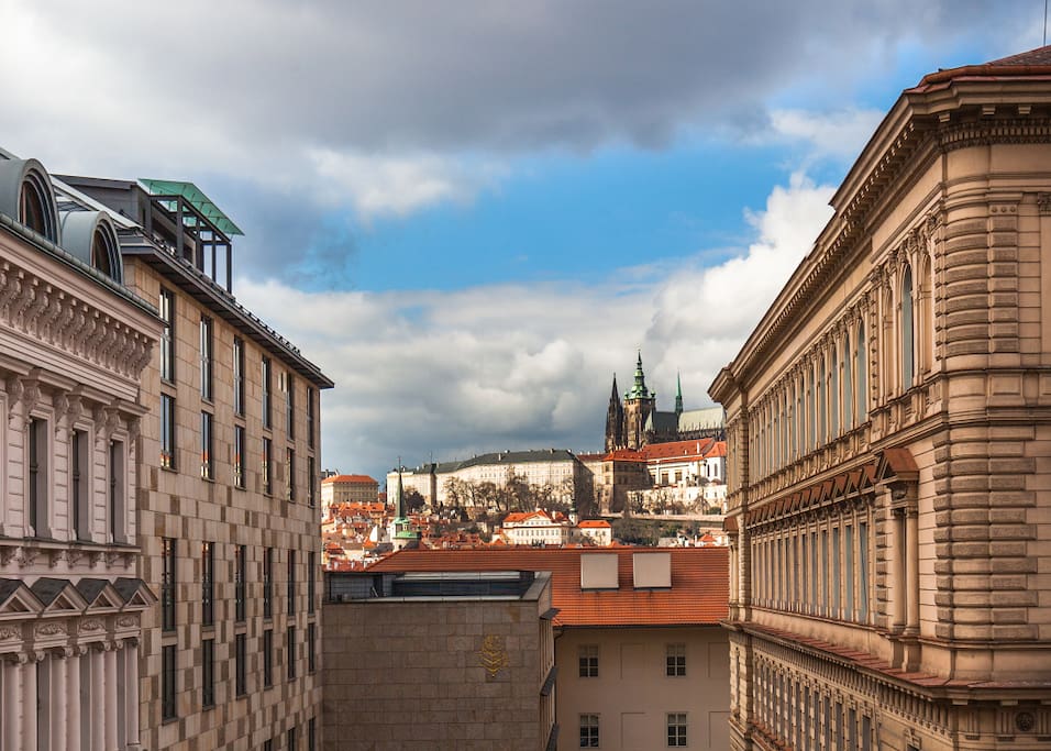 View of Prague castle and Hotel Four Seasons from kitchen & 3rd Bedroom