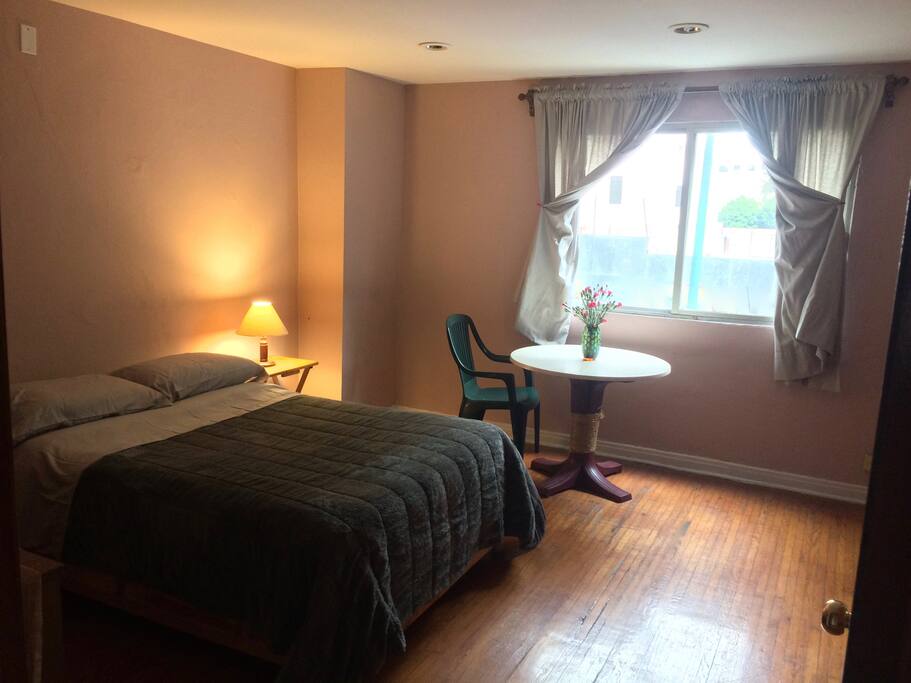 The room, ample and well lit.