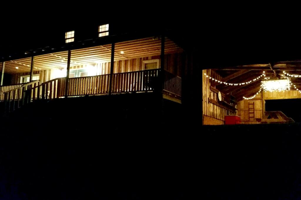 Front night view of the Lodge and The Alcove