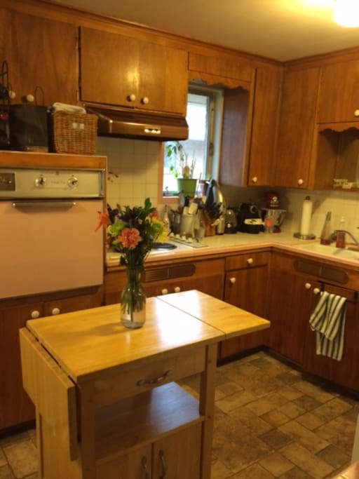 Retro kitchen with pink oven :)