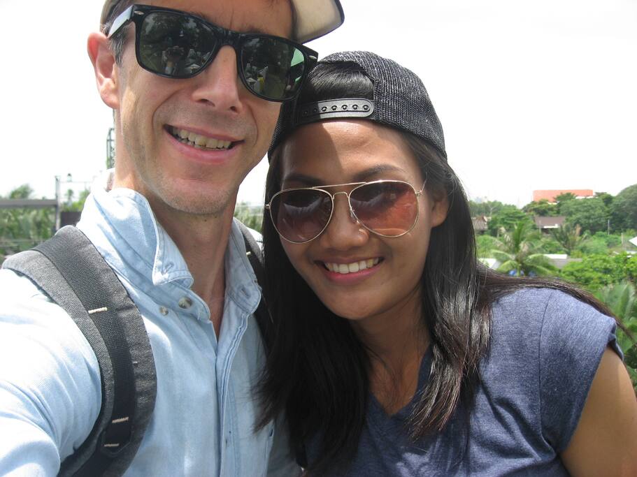 RJ and JP in a park in Bangkok