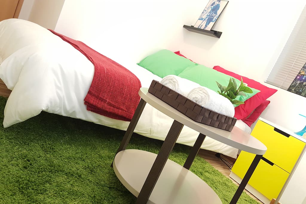 My green carpet, when i woke up and i put down my feet on it, it's very warm and soft, try it!
