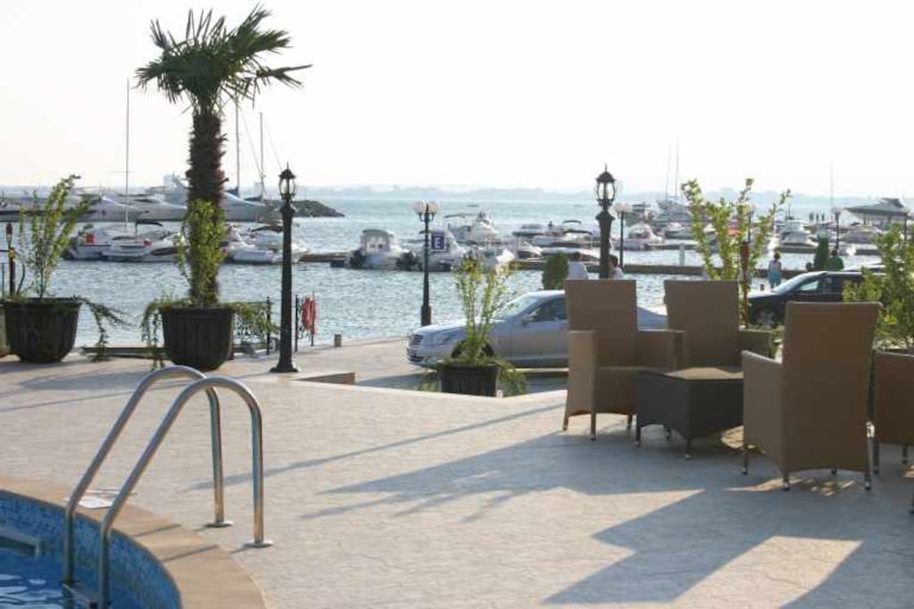 The luxury marina adjacent to the complex