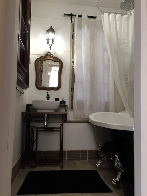Rain shower with soaker bath