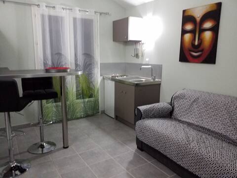 "LE PATIO" Studio climatisé, garage et extérieur.