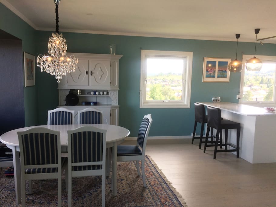 Dining table in the living room-stunning view from this table