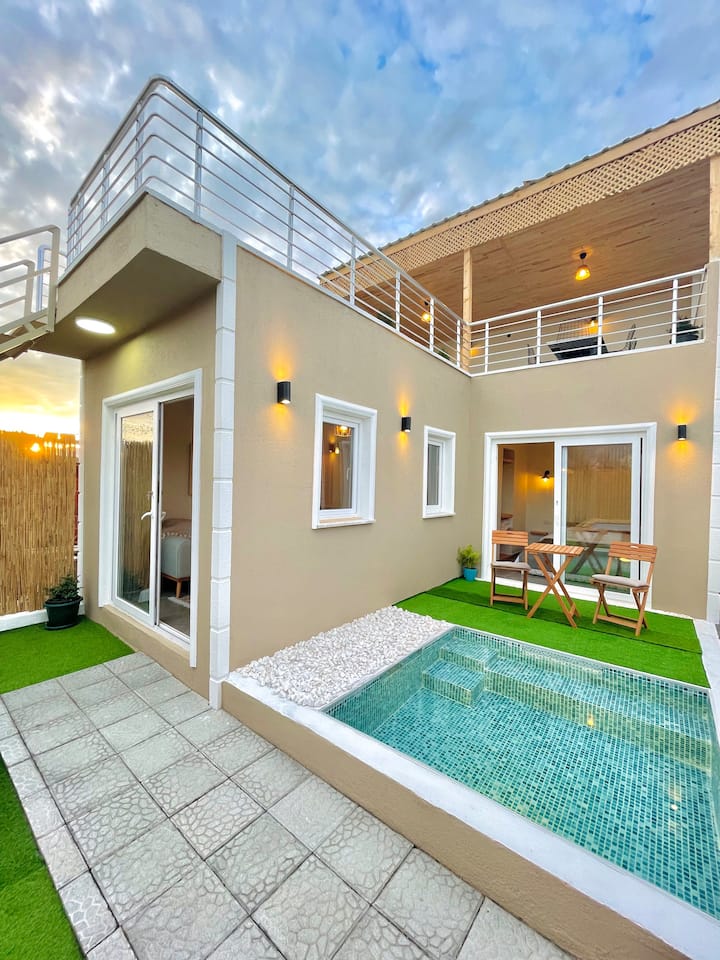 Your home with a hot tub, pool, terrace awaits you