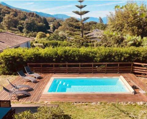house with a pool in a quiet area