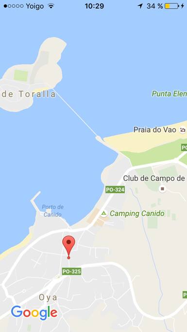 Su localización en el barrio de Canido (Vigo)