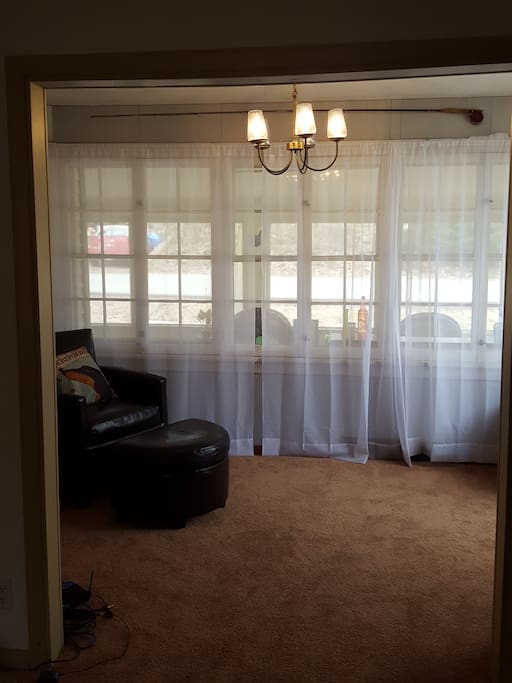 Den off living room. Curtain can be closed for privacy. Beautiful lake views.