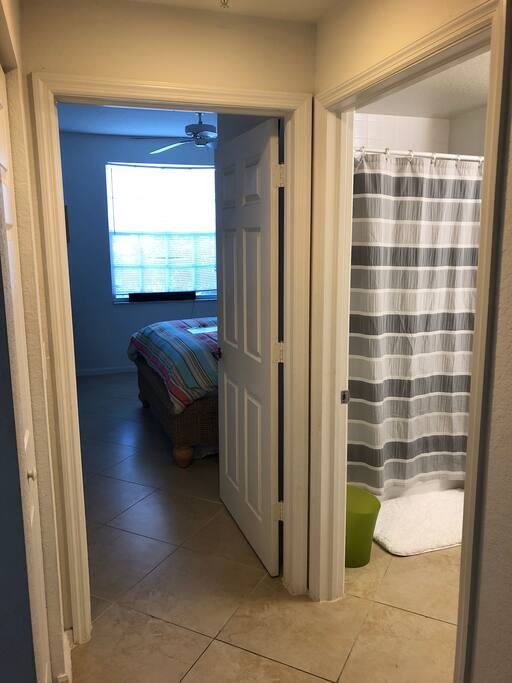 Private bedroom and bathroom at the front of the condo