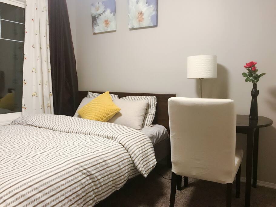 Bedroom with different bedding