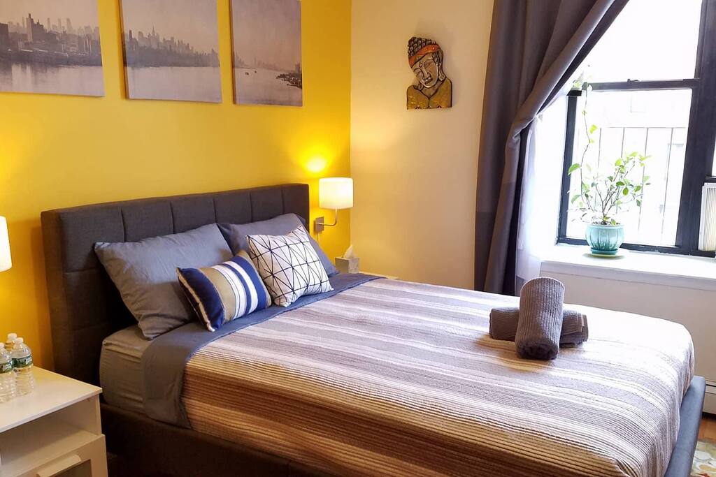Fresh sheets, towels, and blanket.
