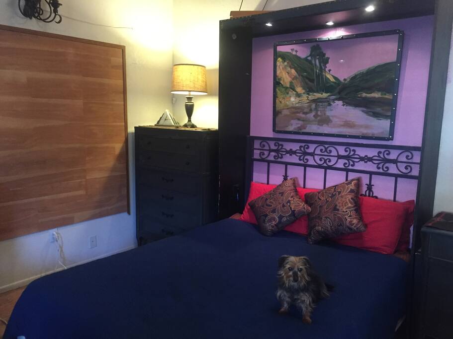 The queen-size Murphy bed is super comfy.
