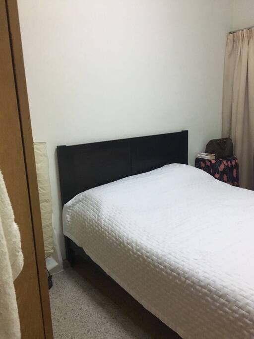 Queen size solid wood bed with a good mattress