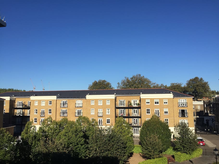 Peaceful communal garden within gated development
