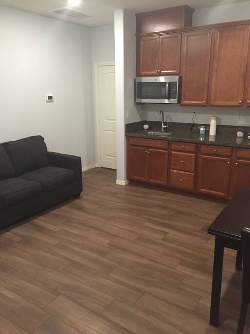 Private kitchenette with refrigerator sink conventional oven ... Also queen size sofa bed pictured