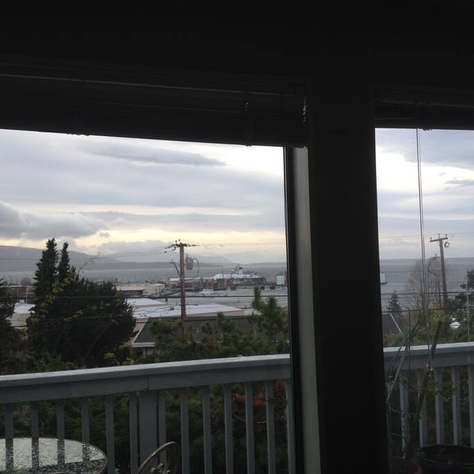 Seven windows open the view to Bellingham Bay, Fairhaven and the islands.