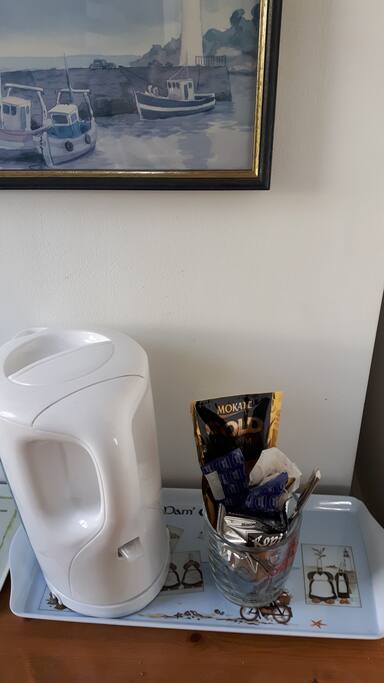 Tea and coffee making facilities in the bedroom.