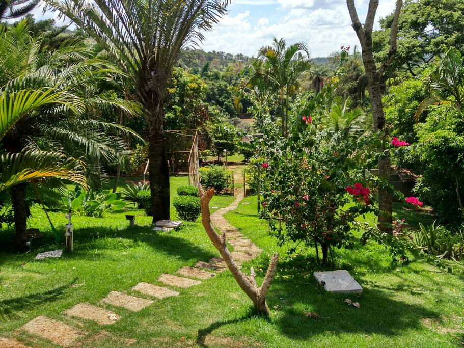 Acesso ao pomar, mini campo de futebol e playground
