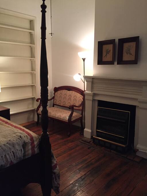 Settee with reading light and built in bookshelf.