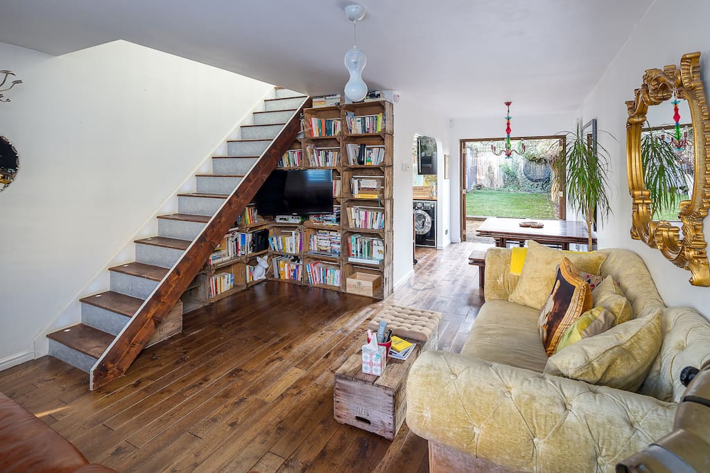 There are plenty of comfortable places to sit and a lovely wooden floors.