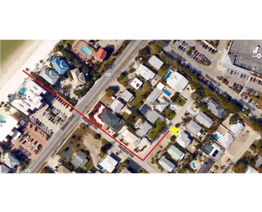 Your short walk to Fort Myers Beach pristine sands in the Gulf of Mexico!